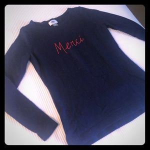 Navy “merci” sweater